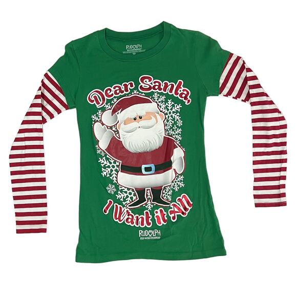 Rudolph the Red Nosed Reindeer (S) "Dear Santa I Want It All" Long Sleeve Tee - Picture 6 of 7